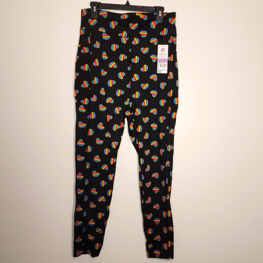Popfit Rainbow Heart leggings NWT Size 2XL